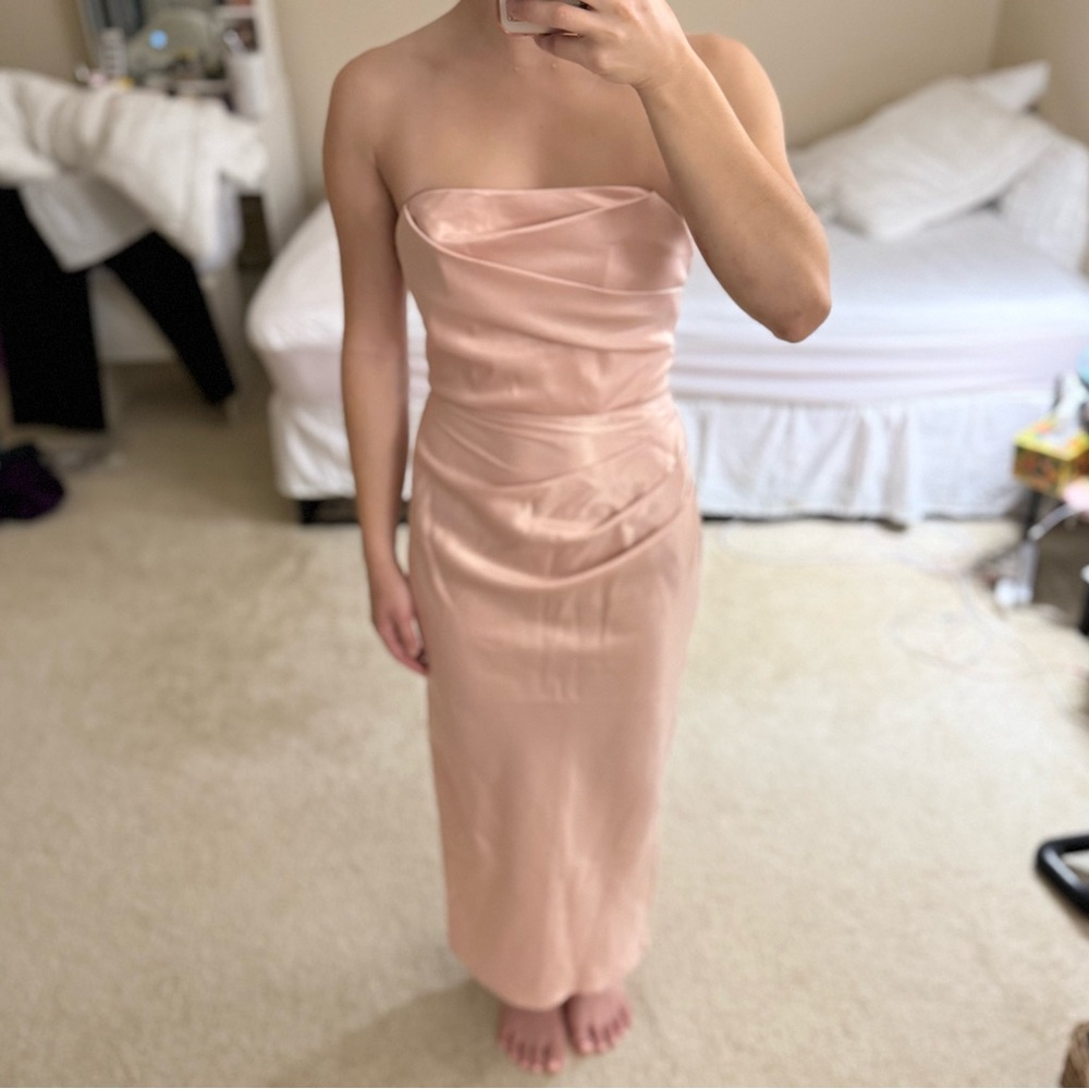 Hello Molly Pink Satin Midi Dress XS